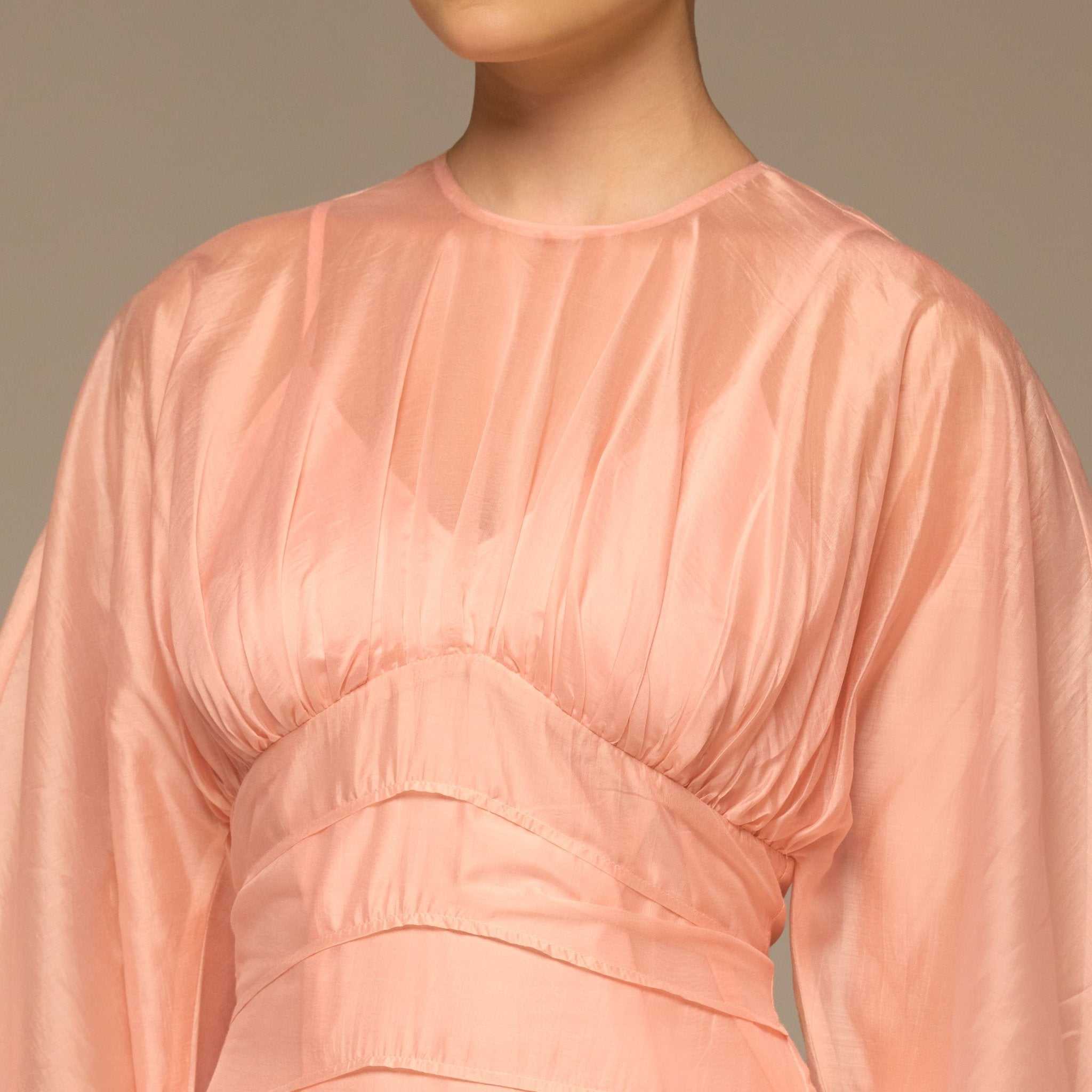 Pink Organza Puffy Sleeve Dress - shopaleena