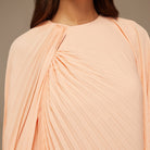 Pink Pleated Cape Midi Dress - shopaleena