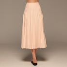 Pink Pleated Crepe Maxi Skirt - shopaleena