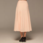 Pink Pleated Crepe Maxi Skirt - shopaleena