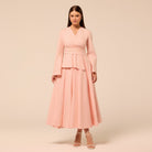 Pink Ruched Waist Poplin Dress - shopaleena