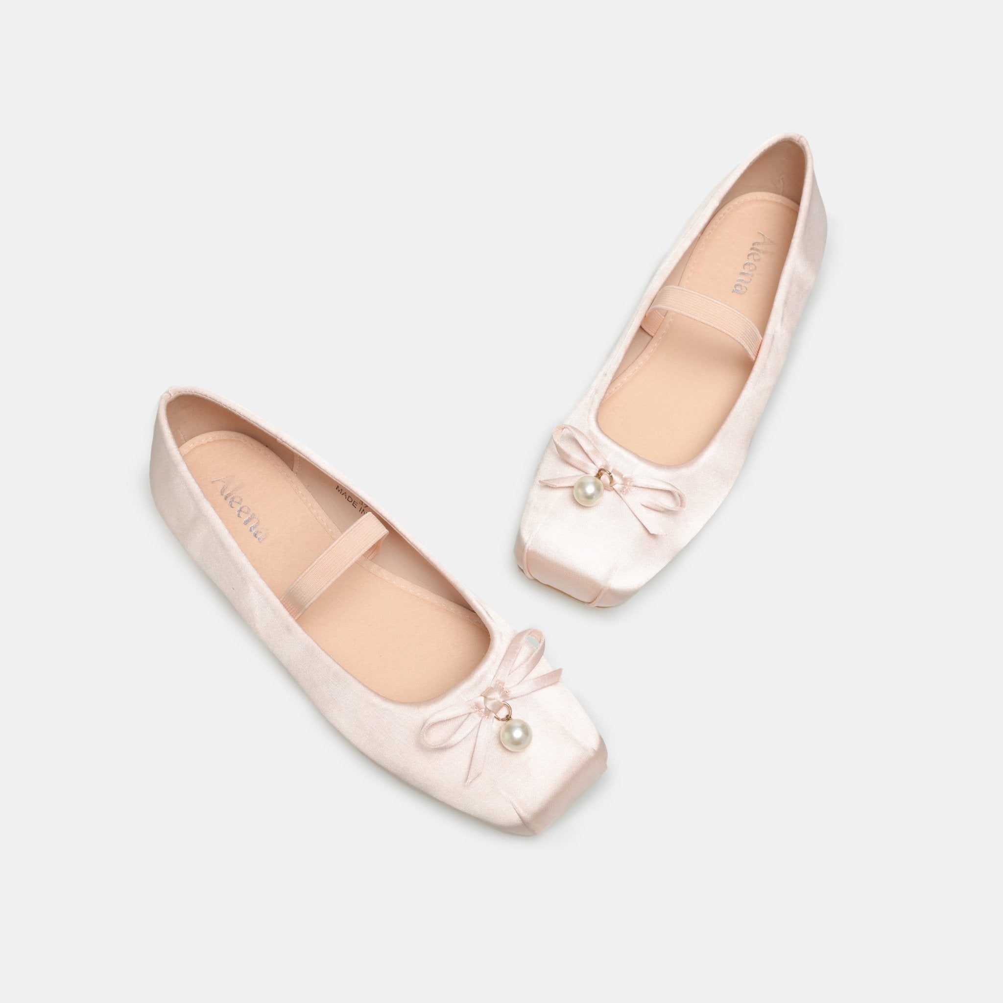 Pink Satin Bow Ballet Flats - shopaleena