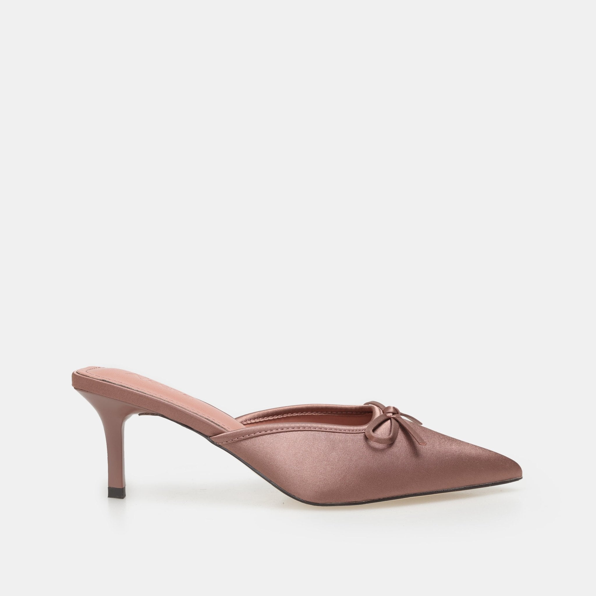 Pink Satin Bow Mules - shopaleena