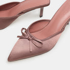 Pink Satin Bow Mules - shopaleena