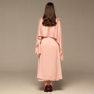 Pink Satin Dress with Cape Sleeves - shopaleena