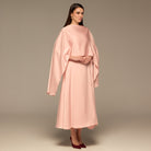 Pink Satin Dress with Cape Sleeves - shopaleena