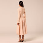 Pink Sequin & Cotton Poplin Midi Dress - shopaleena