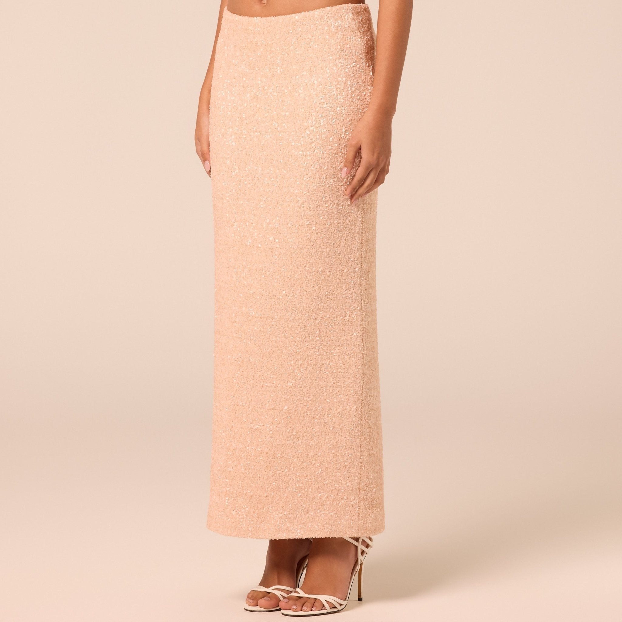 Pink Sequin Straight Maxi Skirt - shopaleena