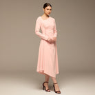 Pink Side Ruched Crepe Midi Dress - shopaleena