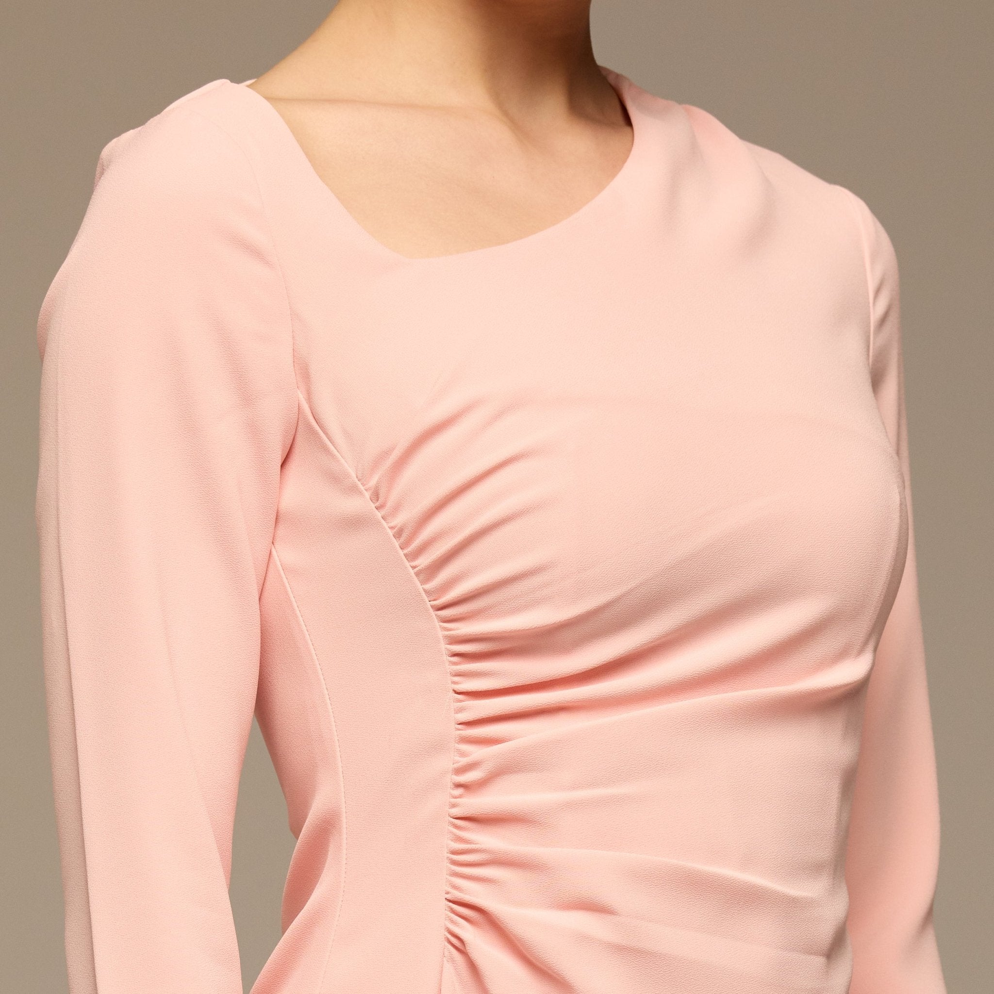 Pink Side Ruched Crepe Midi Dress - shopaleena