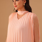 Pink Sleeveless Chiffon Pleated Dress - shopaleena