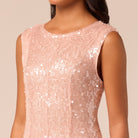 Pink Sleeveless Sequin Dress with Chiffon Godets - shopaleena