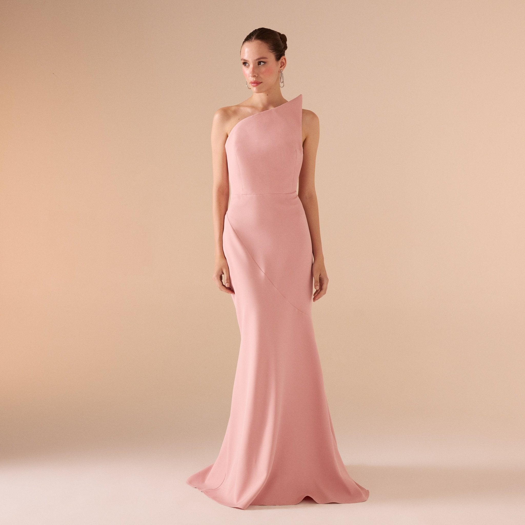 Pink Strapless Mermaid Crepe Maxi Dress - shopaleena