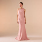 Pink Strapless Mermaid Crepe Maxi Dress - shopaleena
