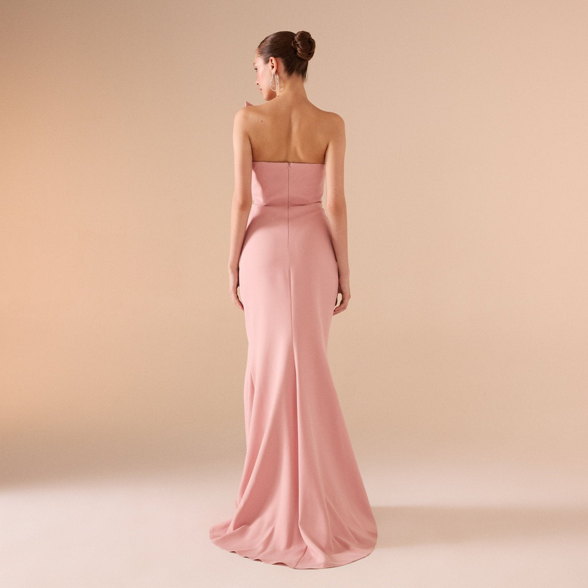 Pink Strapless Mermaid Crepe Maxi Dress - shopaleena