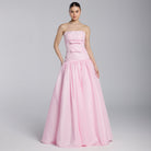 Pink Taffeta Strapless Bow - Detailed Gown - shopaleena