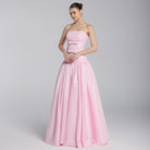 Pink Taffeta Strapless Bow - Detailed Gown - shopaleena