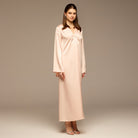 Pink V - Neck Flared Sleeve Satin Kaftan - shopaleena
