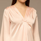 Pink V - Neck Flared Sleeve Satin Kaftan - shopaleena