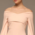 Pink Wide V Neck Crepe Maxi Dress - shopaleena