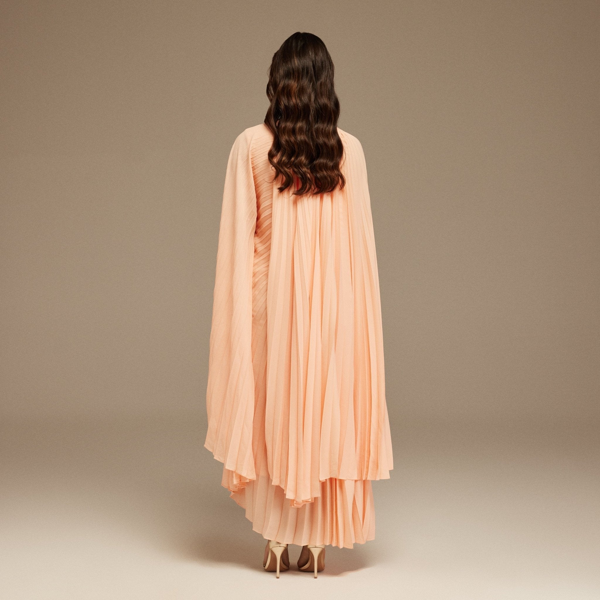Pleated Cape Midi Dress - shopaleena