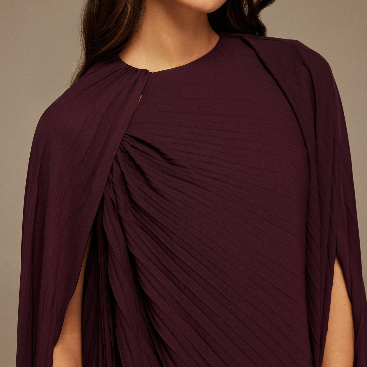 Pleated Cape Midi Dress - shopaleena