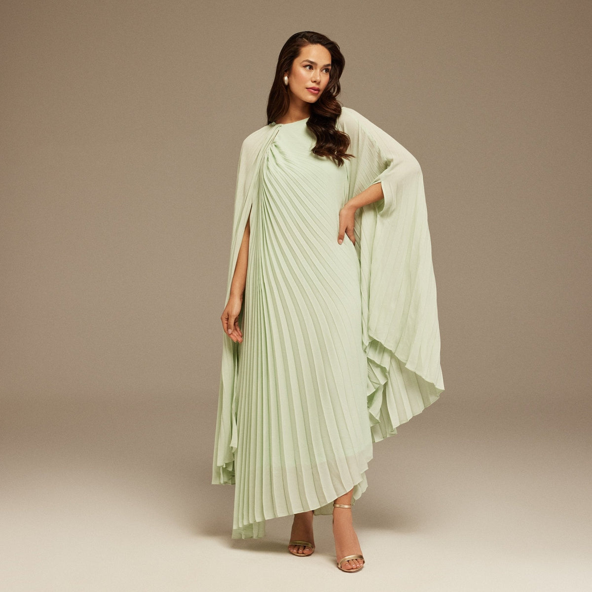 Pleated Cape Midi Dress - shopaleena