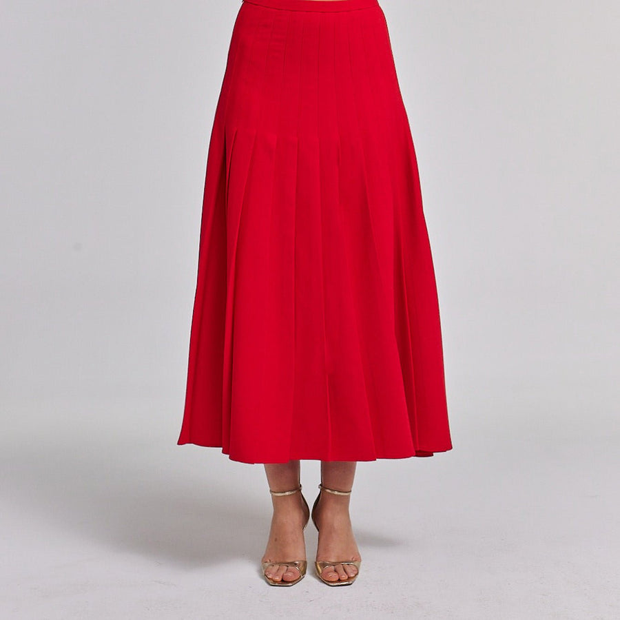 Pleated Crepe Maxi Skirt - shopaleena