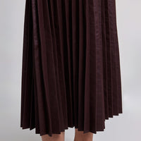 Pleated Leather Midi Skirt - shopaleena