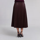 Pleated Leather Midi Skirt - shopaleena