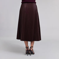 Pleated Leather Midi Skirt - shopaleena