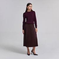 Pleated Leather Midi Skirt - shopaleena