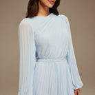 Pleated Long Sleeve Maxi Dress - shopaleena