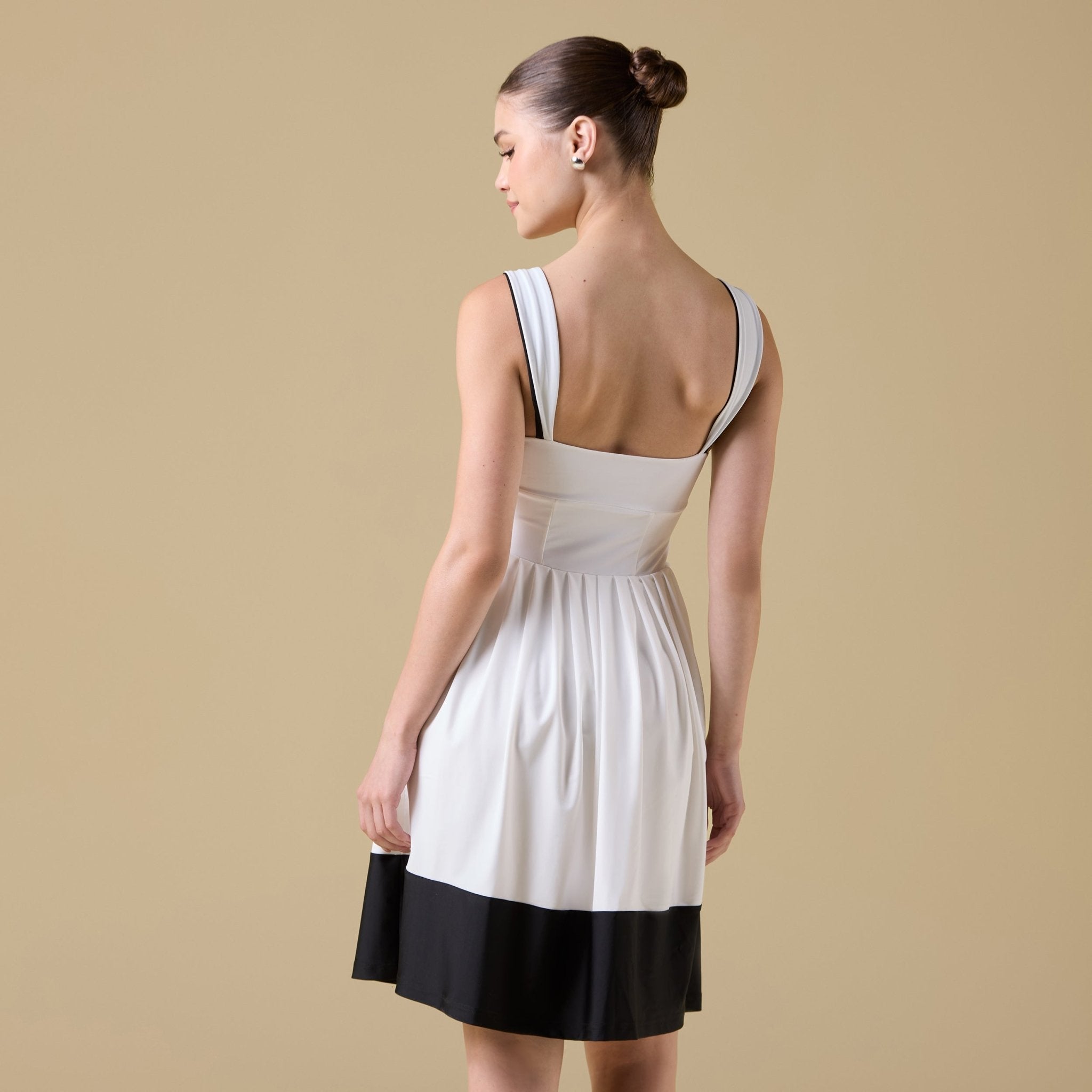 Pleated Sleeveless Swim Dress - shopaleena