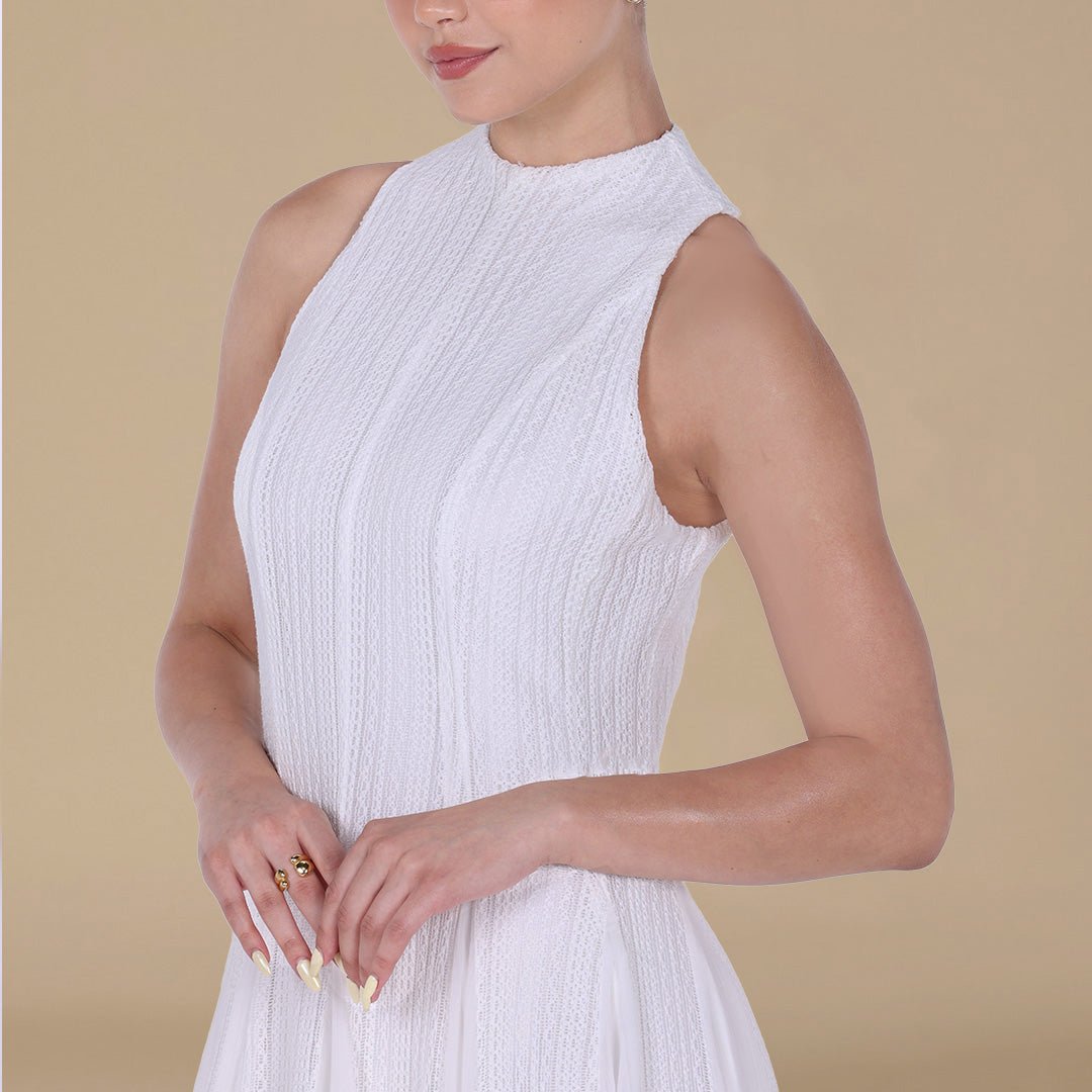 Pleats Aline Skirt Maxi Dress - shopaleena
