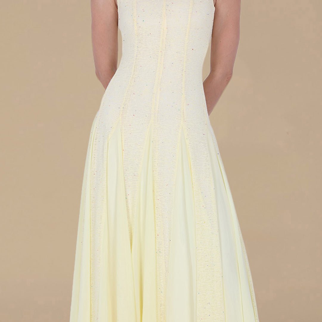 Pleats Aline Skirt Maxi Dress - shopaleena