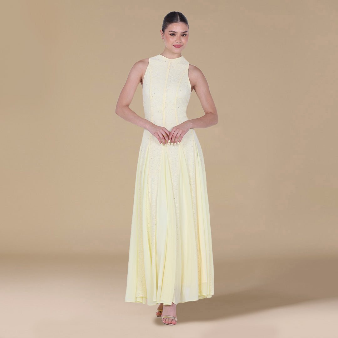 Pleats Aline Skirt Maxi Dress - shopaleena