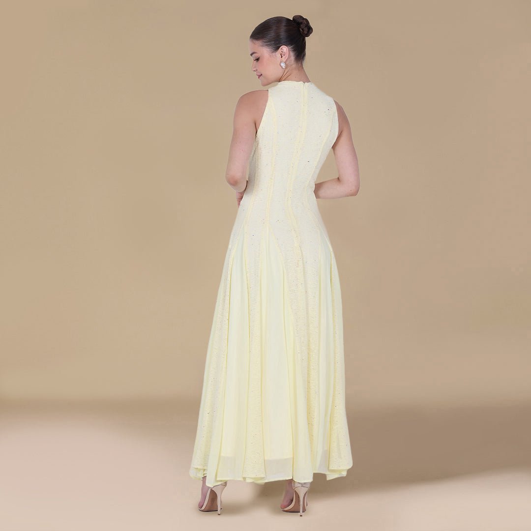 Pleats Aline Skirt Maxi Dress - shopaleena