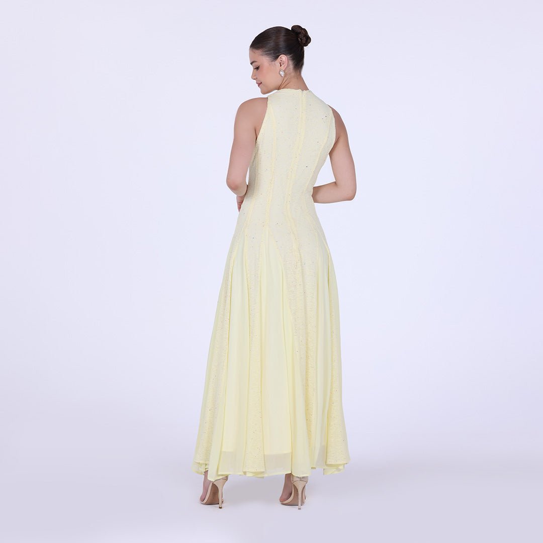 Pleats Aline Skirt Maxi Dress - shopaleena