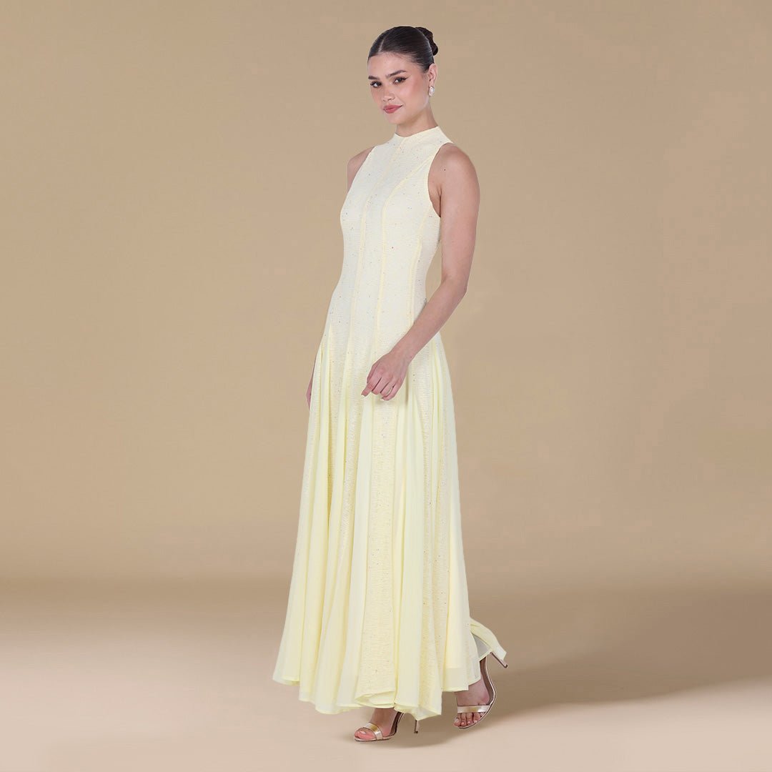 Pleats Aline Skirt Maxi Dress - shopaleena