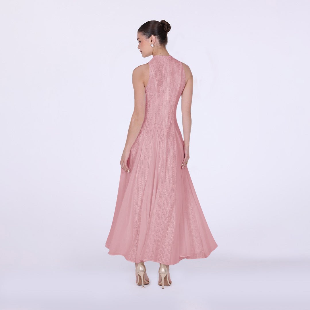 Pleats Aline Skirt Maxi Dress - shopaleena