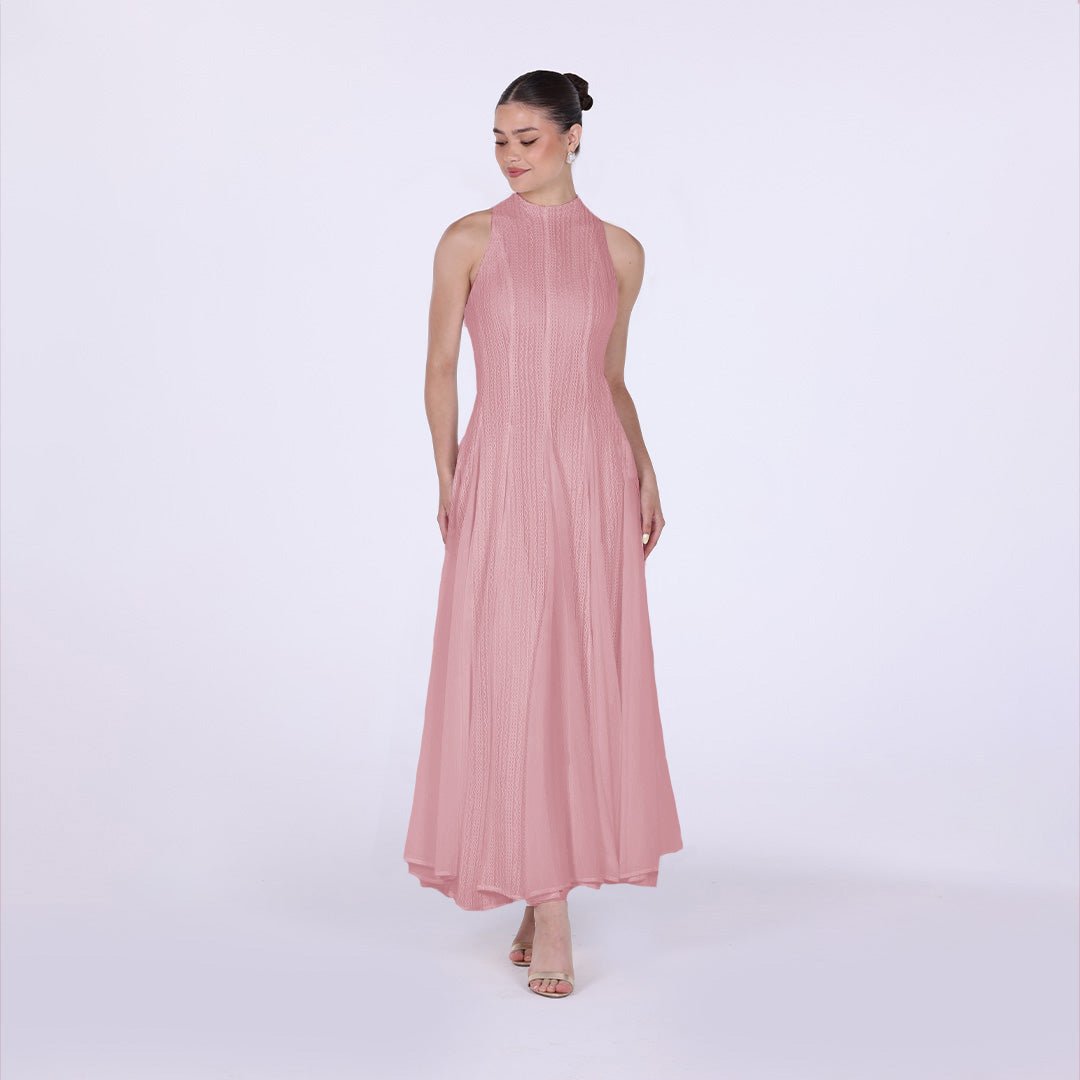 Pleats Aline Skirt Maxi Dress - shopaleena