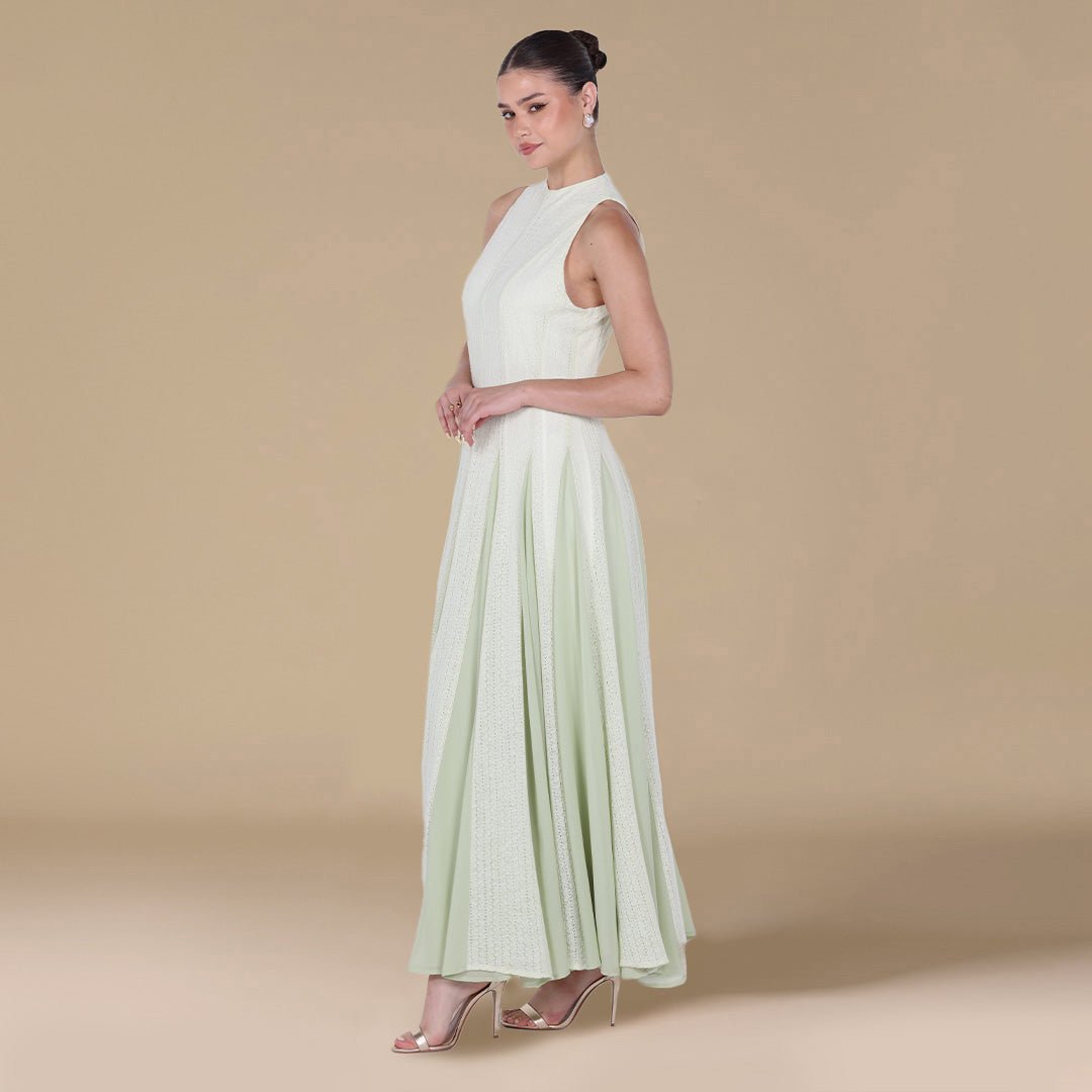 Pleats Aline Skirt Maxi Dress - shopaleena
