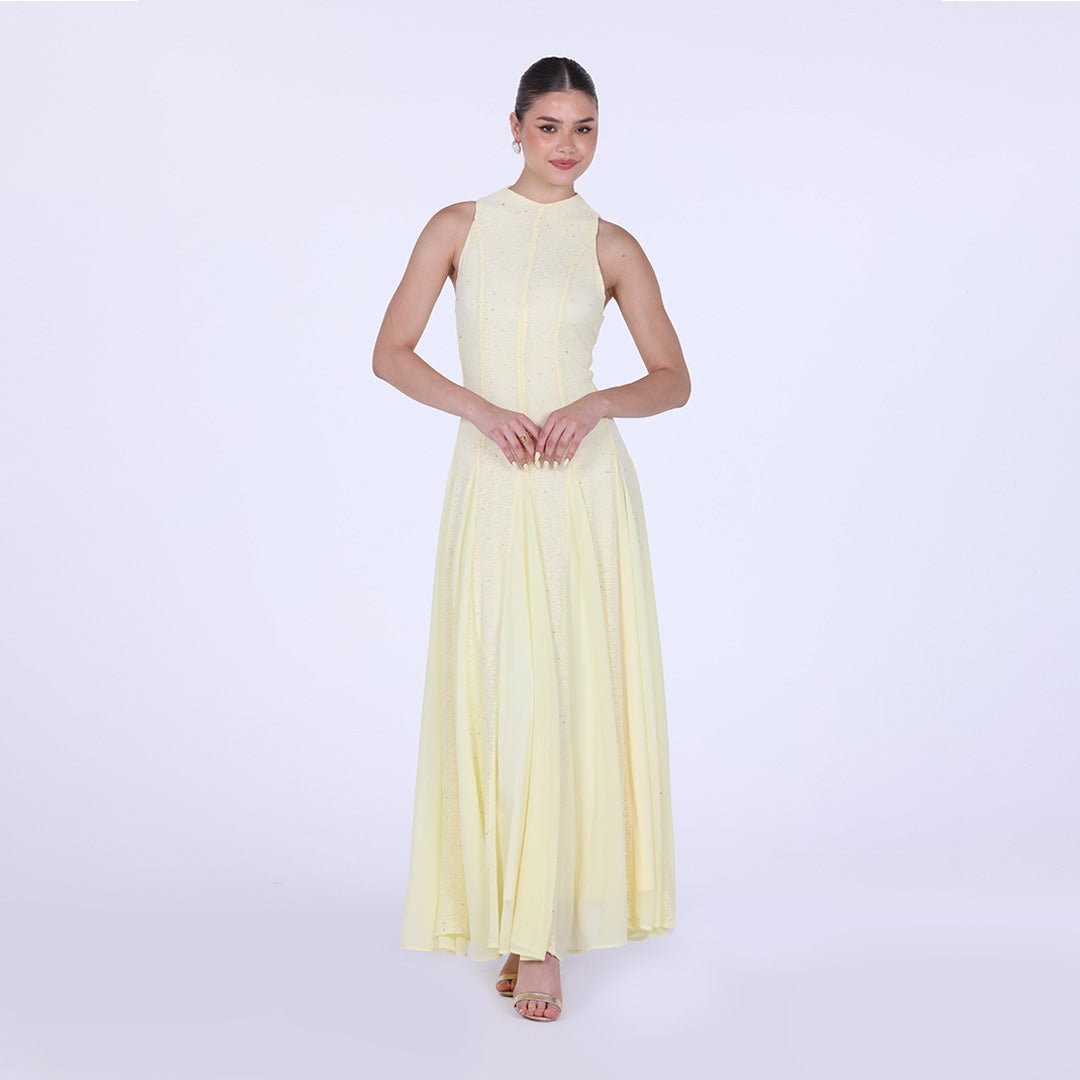 Pleats Aline Skirt Maxi Dress - shopaleena