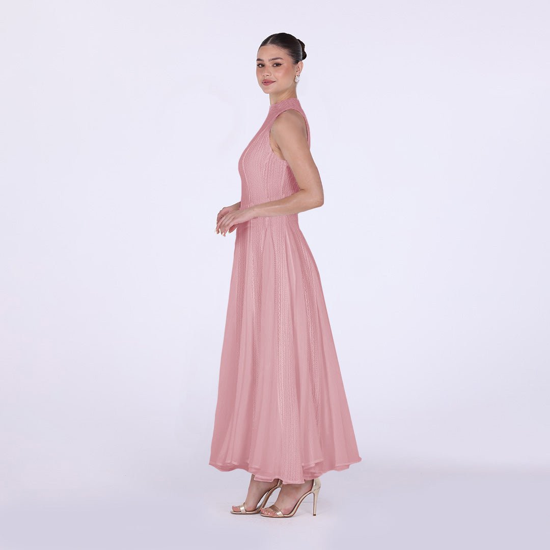 Pleats Aline Skirt Maxi Dress - shopaleena