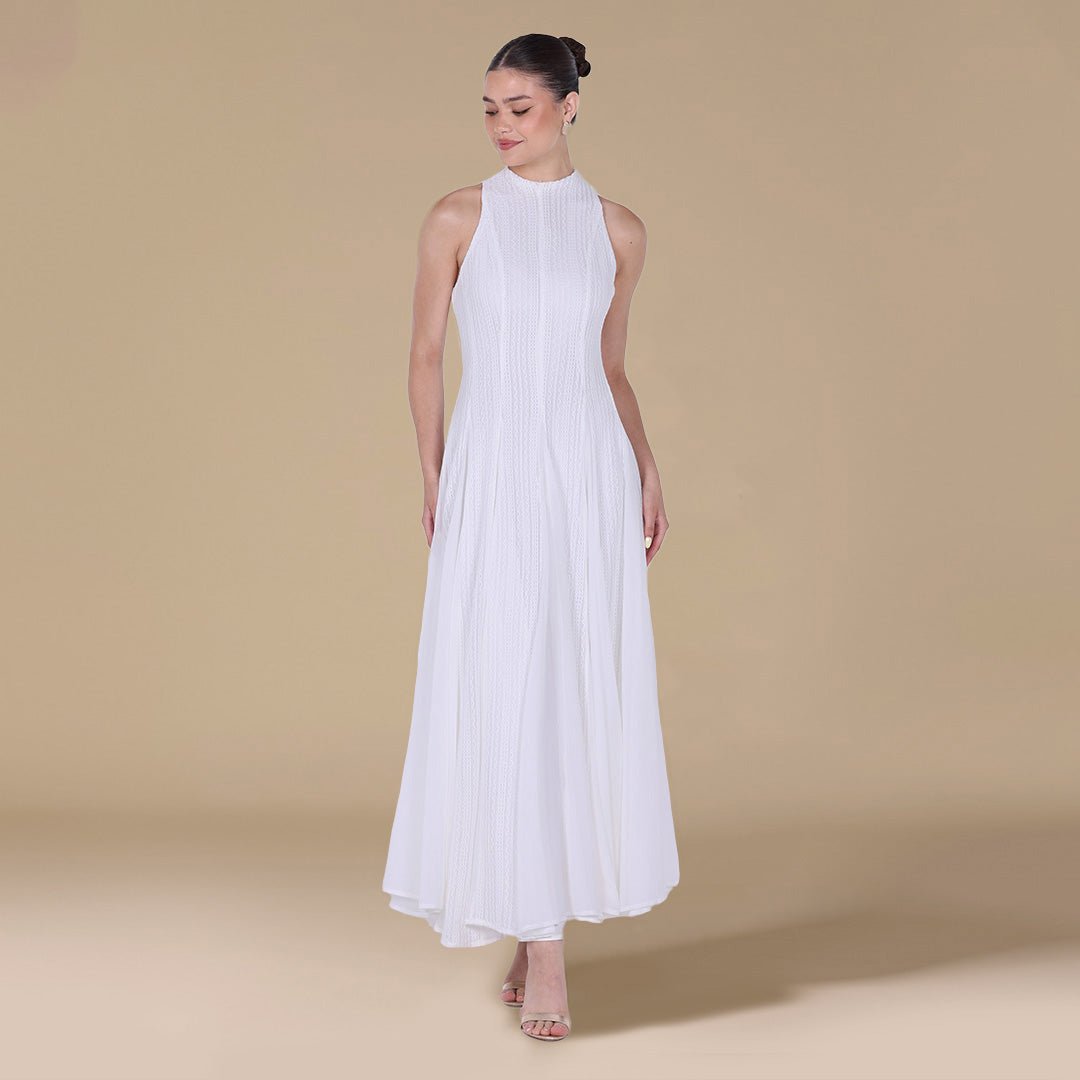 Pleats Aline Skirt Maxi Dress - shopaleena