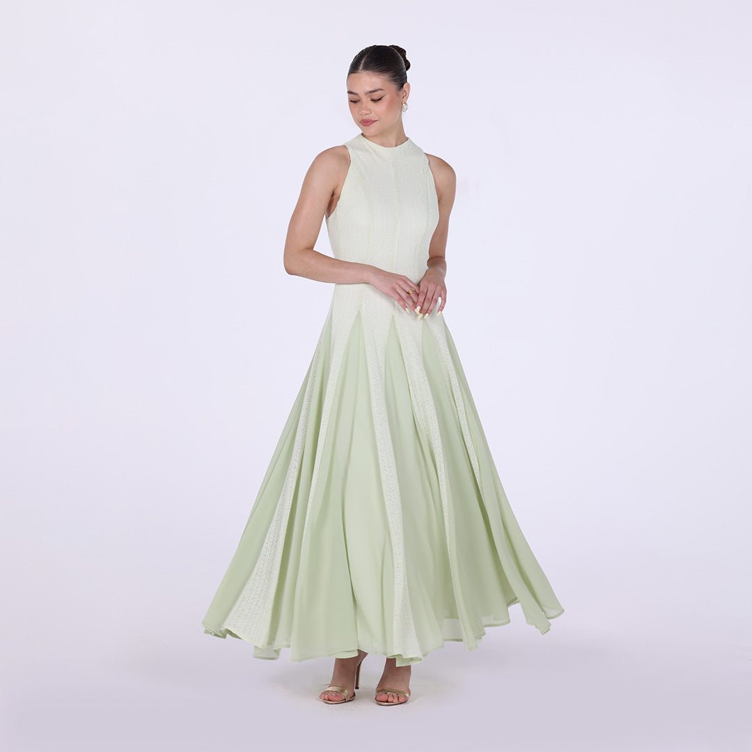 Pleats Aline Skirt Maxi Dress - shopaleena