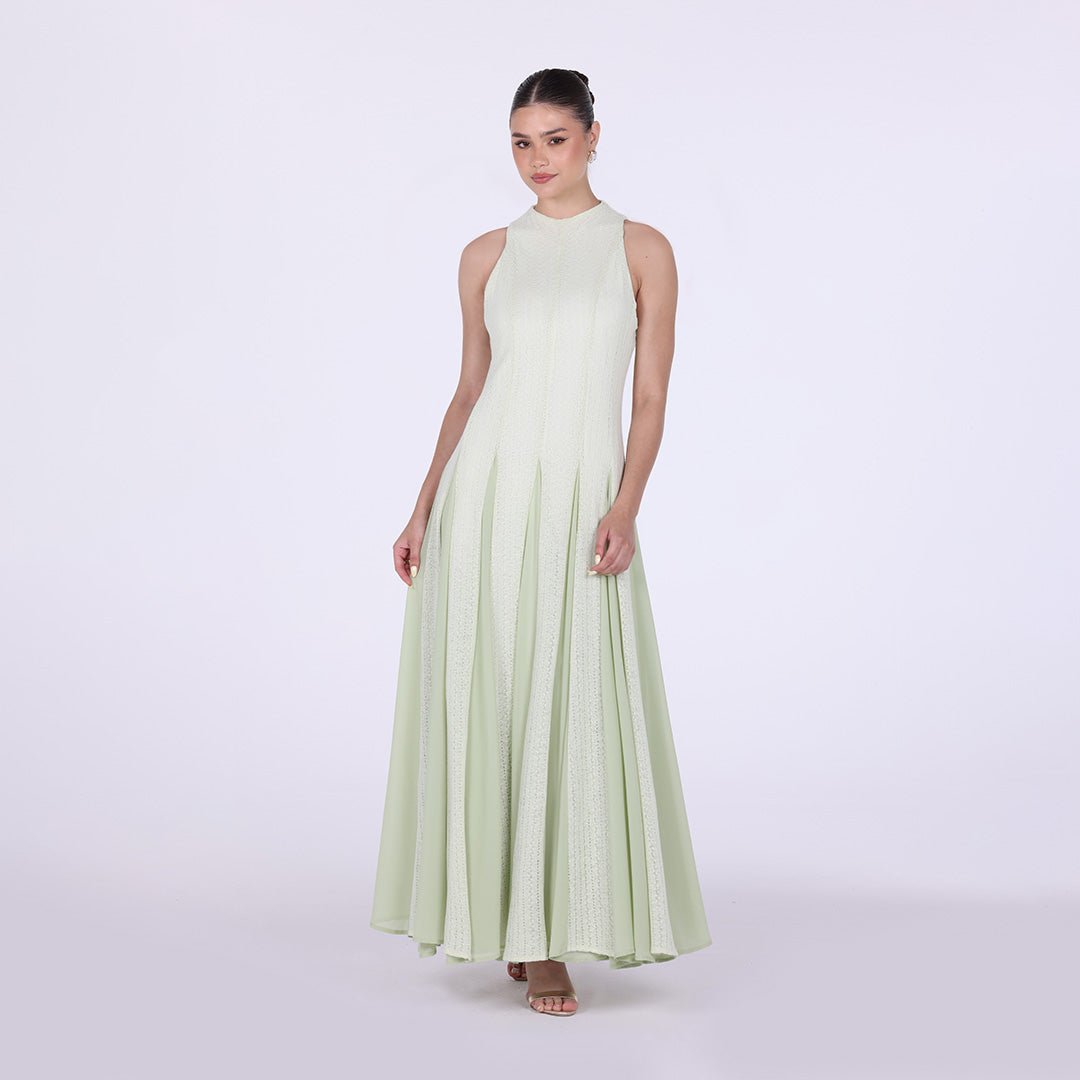 Pleats Aline Skirt Maxi Dress - shopaleena