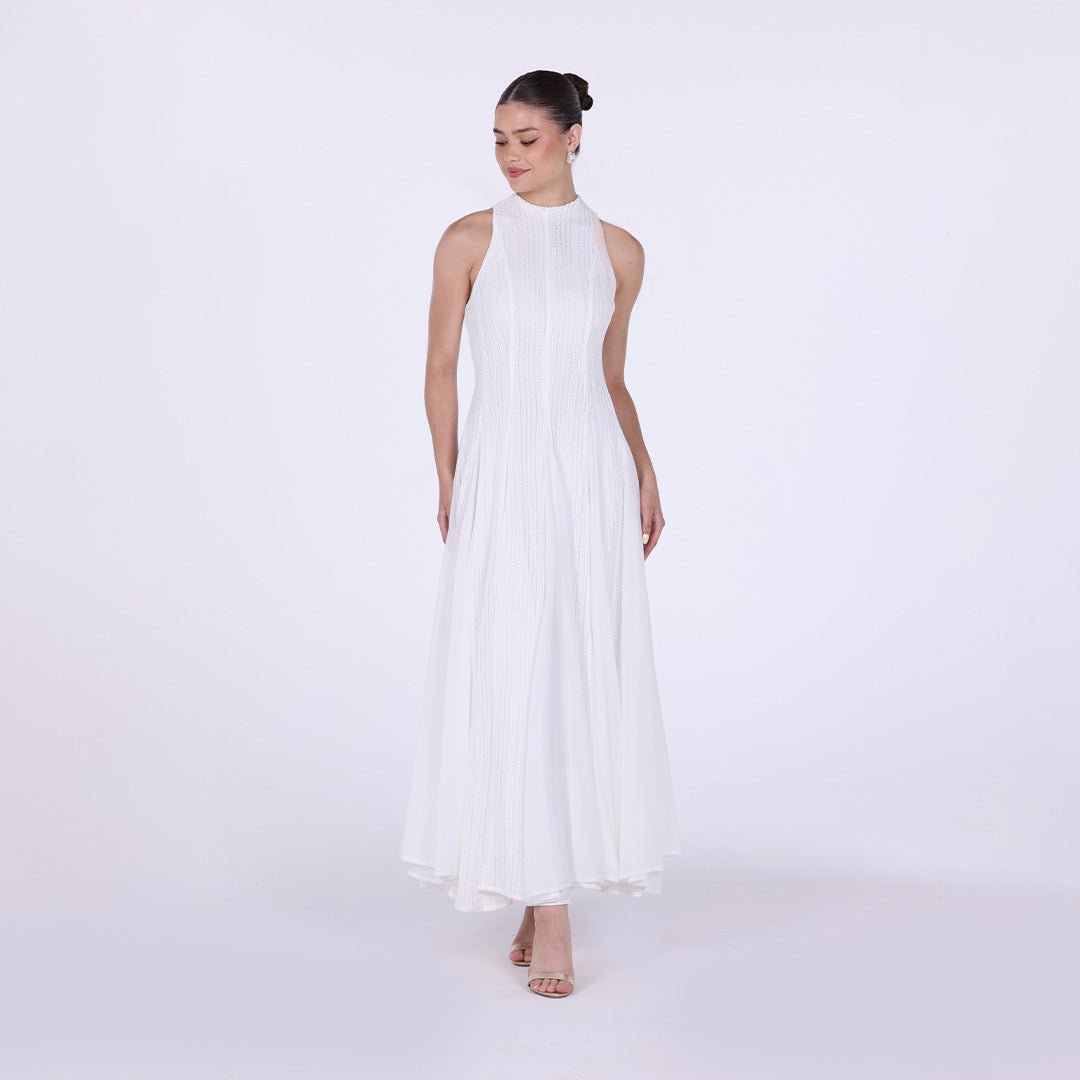 Pleats Aline Skirt Maxi Dress - shopaleena