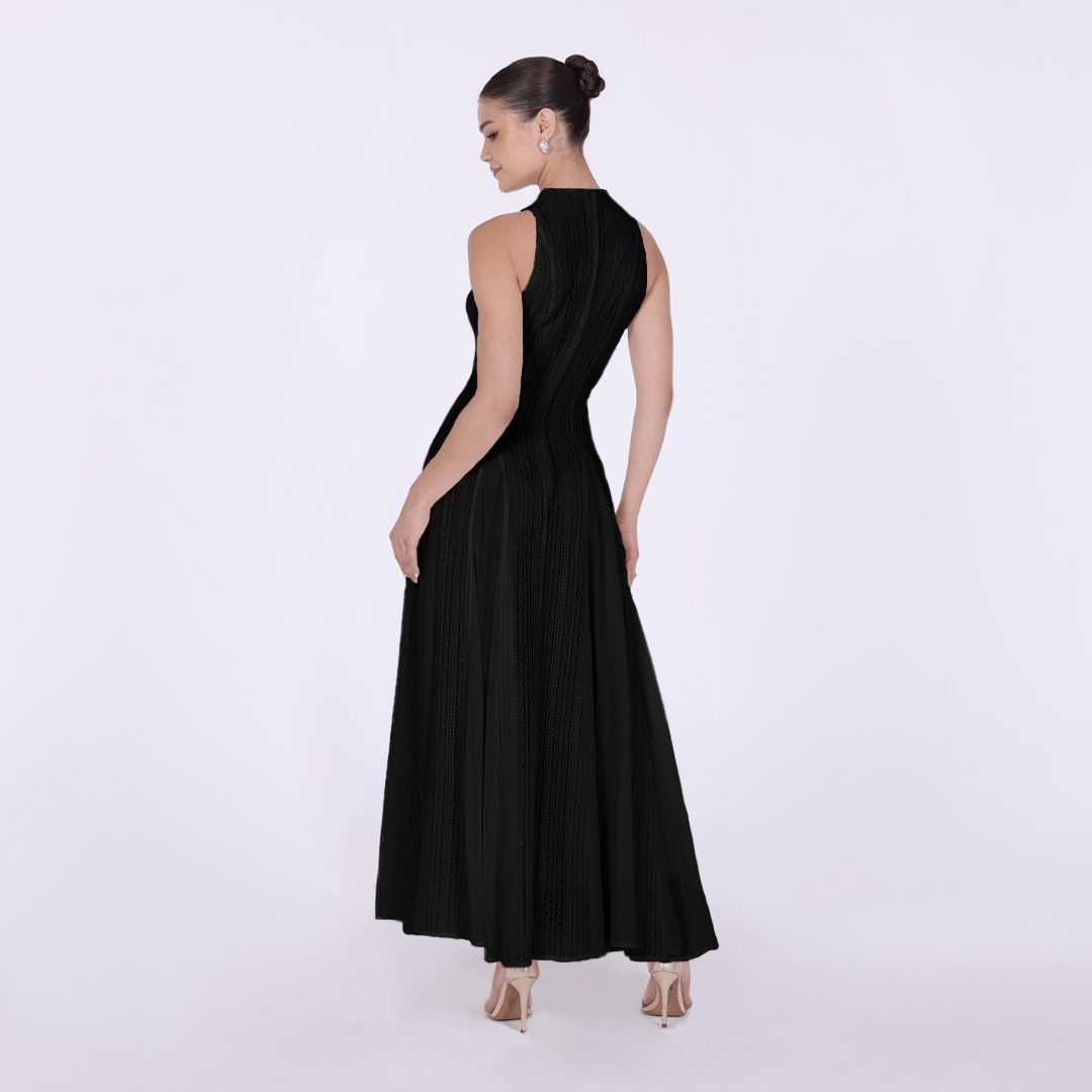 Pleats Aline Skirt Maxi Dress - shopaleena
